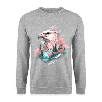 Eagle Head, Nature, Nature sauvage, Forêt, Arbres, Montagnes - Sweat-shirt Unisexe - gris chiné - Devant - Alina (178cm) & Michal (187cm)