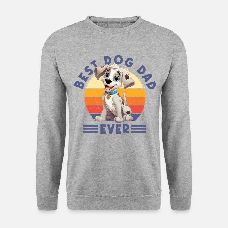 Hund Best Dog Dad Ever Bester Hunde Papa Vater - Unisex Pullover - Weißgrau meliert