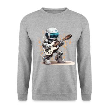 Der Roboter-Gitarrist - Unisex Pullover - Weißgrau meliert - Vorne - Alina (178cm) & Michal (187cm)
