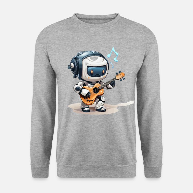 Der melodische Robotergeiger - Unisex Pullover - Weißgrau meliert
