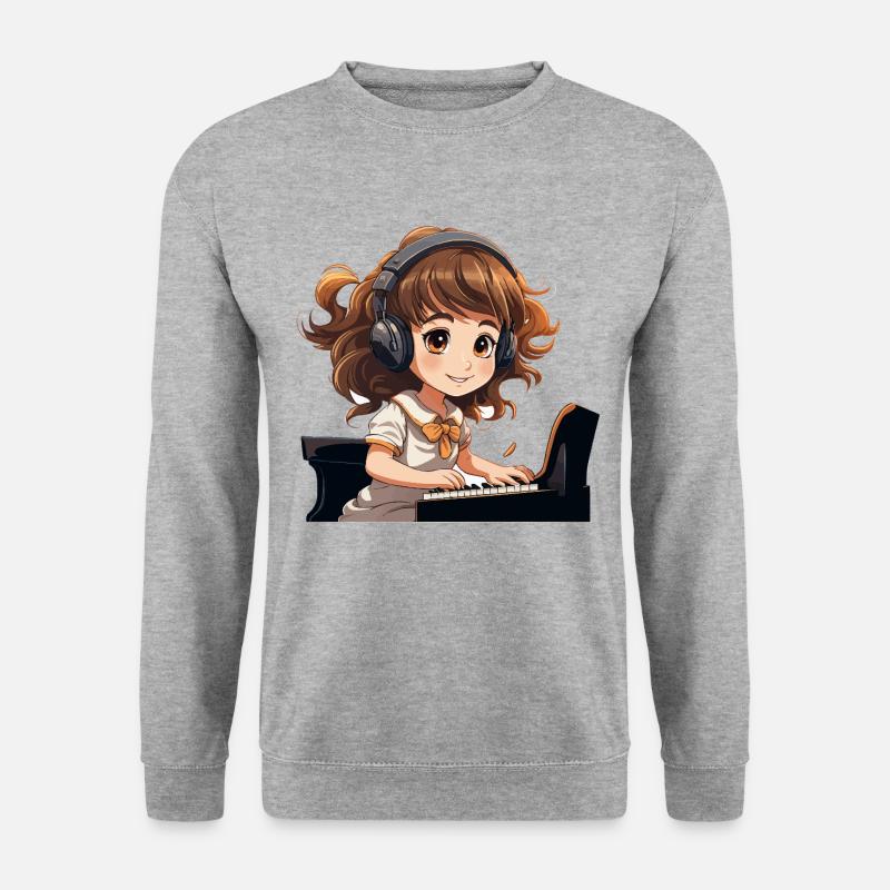 Der kleine Pianist - Unisex Pullover - Weißgrau meliert