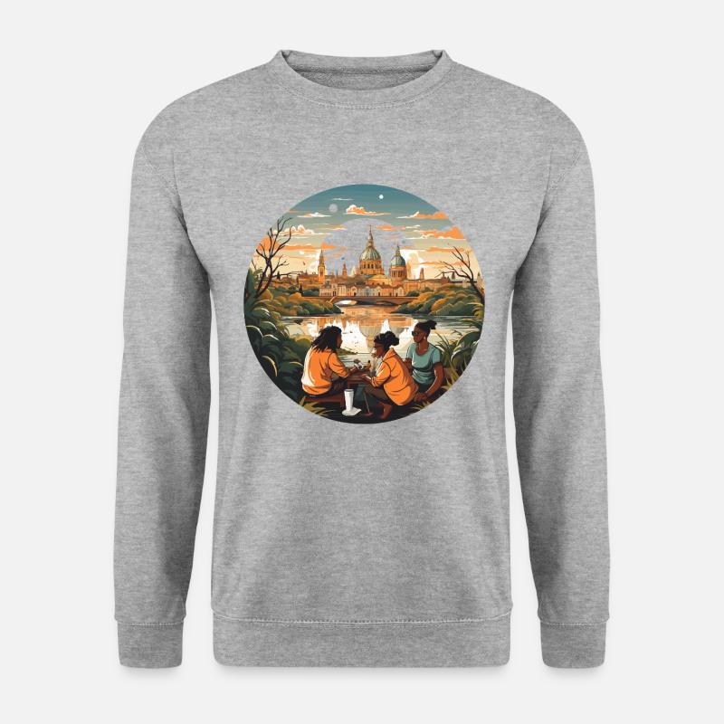 Der urbane Abenteurer - Unisex Pullover - Weißgrau meliert