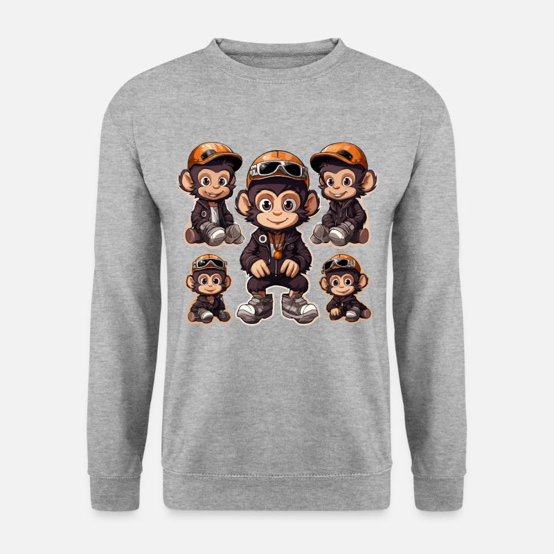 Affe Skateboarding Aufkleber Pack - Unisex Pullover - Weißgrau meliert
