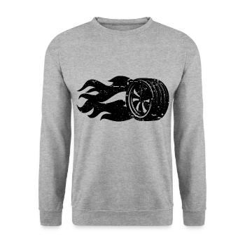 Burning Tire Flames Motorsport - Sweat-shirt Unisexe - gris chiné - Devant - Alina (178cm) & Michal (187cm)