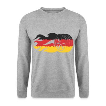Allemagne Motorsport Burning Tire Flames - Sweat-shirt Unisexe - gris chiné - Devant - Alina (178cm) & Michal (187cm)