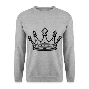 Krone Symbol Silhouette - Unisex Pullover - Weißgrau meliert - Vorne - Alina (178cm) & Michal (187cm)