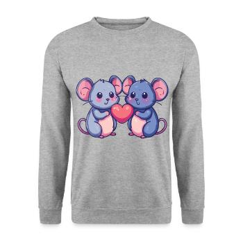 Mouse Couple Love Couple In Love - Unisex Sweatshirt - salt & pepper - Front - Alina (178cm) & Michal (187cm)
