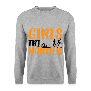 Girls Tri Harder 6 - Unisex Sweatshirt - salt & pepper - Front - Alina (178cm) & Michal (187cm)