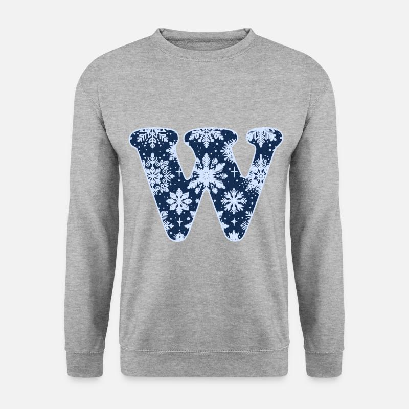 Buchstabe W Schneeflocken - Unisex Pullover - Weißgrau meliert