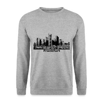 Frankfurt Banken Panorama Hochhäuser schwarz - Unisex Pullover - Weißgrau meliert - Vorne - Alina (178cm) & Michal (187cm)