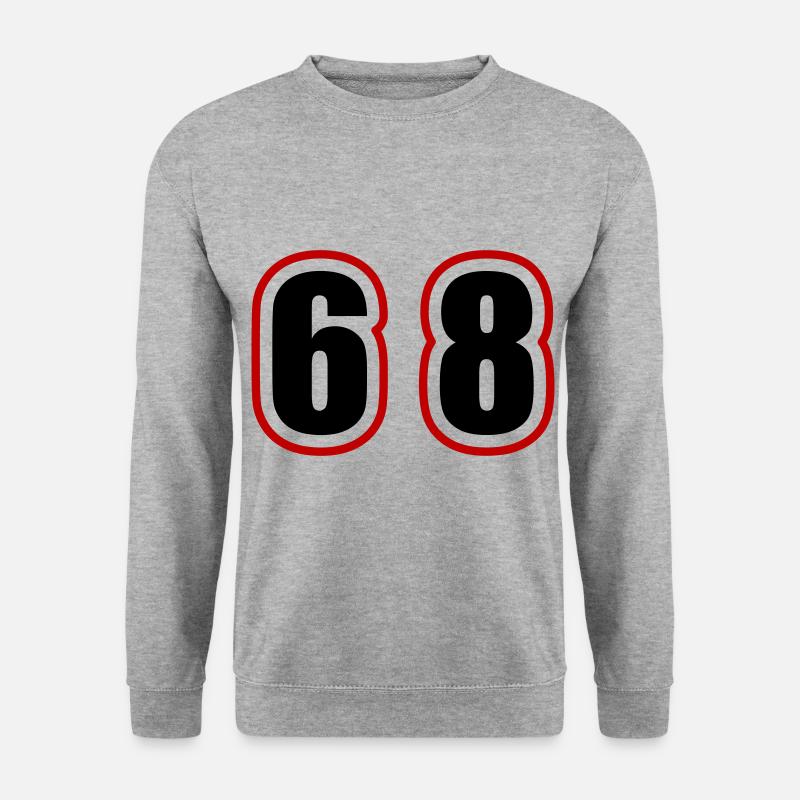 68 Zahl College - Unisex Pullover - Weißgrau meliert
