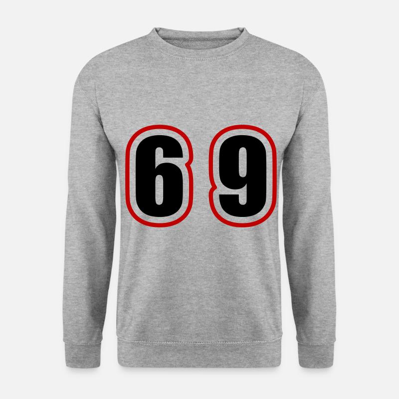 69 Zahl College - Unisex Pullover - Weißgrau meliert