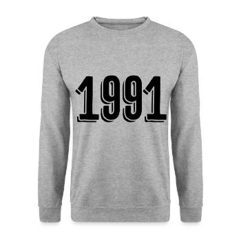 Année de naissance 1991 Cadeaux - Sweat-shirt Unisexe - gris chiné - Devant - Alina (178cm) & Michal (187cm)