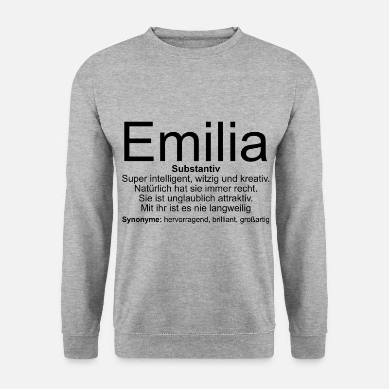 Name Definition Emilia - Unisex Pullover - Weißgrau meliert