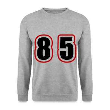 85 Number College - Unisex Sweatshirt - salt & pepper - Front - Alina (178cm) & Michal (187cm)