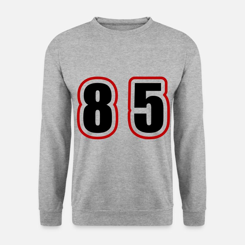 85 Zahl College - Unisex Pullover - Weißgrau meliert