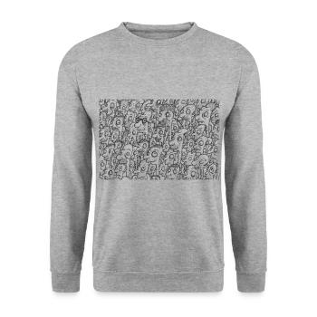 Crazy heads in back - Unisex Sweatshirt - salt & pepper - Front - Alina (178cm) & Michal (187cm)