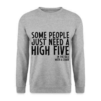 Some People Need A High Five In The Face - Unisex Pullover - Weißgrau meliert - Vorne - Alina (178cm) & Michal (187cm)