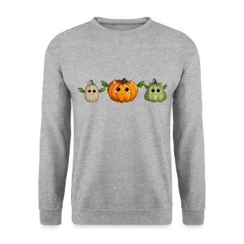 Happy Pumpkin Bats - Unisex Sweatshirt - salt & pepper - Front - Alina (178cm) & Michal (187cm)