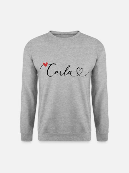 Carla Surname First name Calligraphy Heart - Unisex Sweatshirt - salt & pepper
