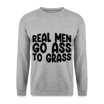 Real Men Go Ass To Grass 3 - Unisex Pullover - Weißgrau meliert - Vorne - Alina (178cm) & Michal (187cm)