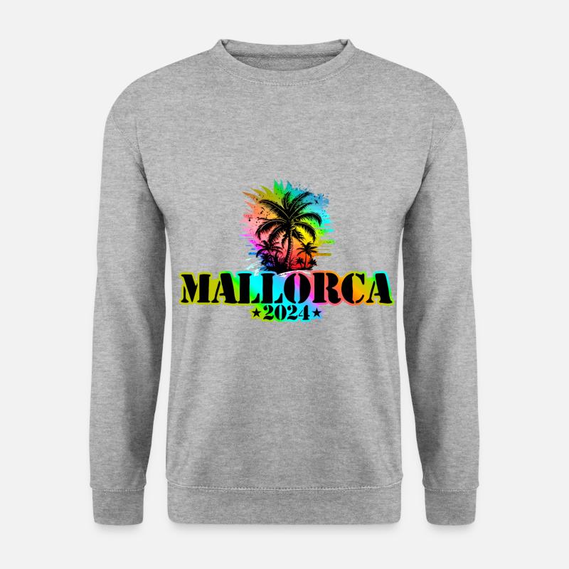 Mallorca 2024 Urlaub Bunt - Unisex Pullover - Weißgrau meliert