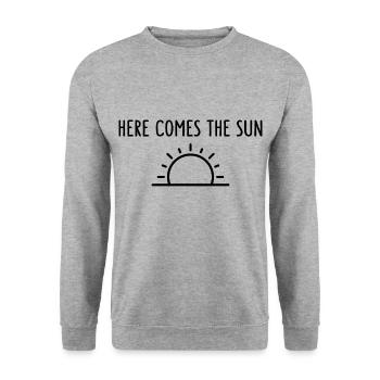 Here Comes The Sun Sonnenschein - Unisex Pullover - Weißgrau meliert - Vorne - Alina (178cm) & Michal (187cm)