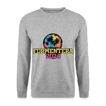 Formentera 2024 Travel Holidays - Unisex Sweatshirt - salt & pepper - Front - Alina (178cm) & Michal (187cm)