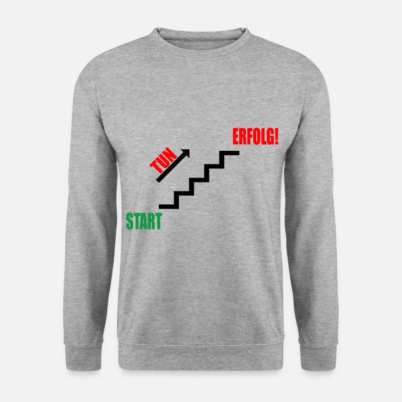 Treppe Erfolg durch Tun - Unisex Pullover - Weißgrau meliert