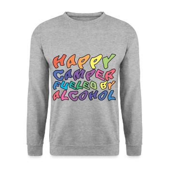 Un campeur heureux alimenté par l’alcool - Sweat-shirt Unisexe - gris chiné - Devant - Alina (178cm) & Michal (187cm)