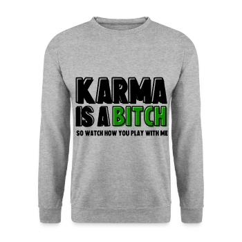 FUCK THIS SHIT T-shirt Karma drôle - Sweat-shirt Unisexe - gris chiné - Devant - Alina (178cm) & Michal (187cm)