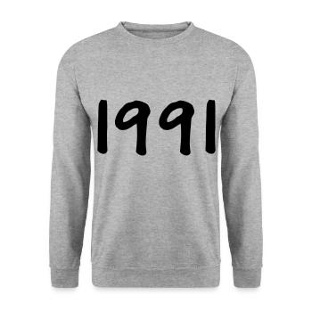 Année de naissance 1991 Idée cadeau - Sweat-shirt Unisexe - gris chiné - Devant - Alina (178cm) & Michal (187cm)