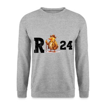 Pension 2024 Duck Pensioner Retraité Drôle - Sweat-shirt Unisexe - gris chiné - Devant - Alina (178cm) & Michal (187cm)
