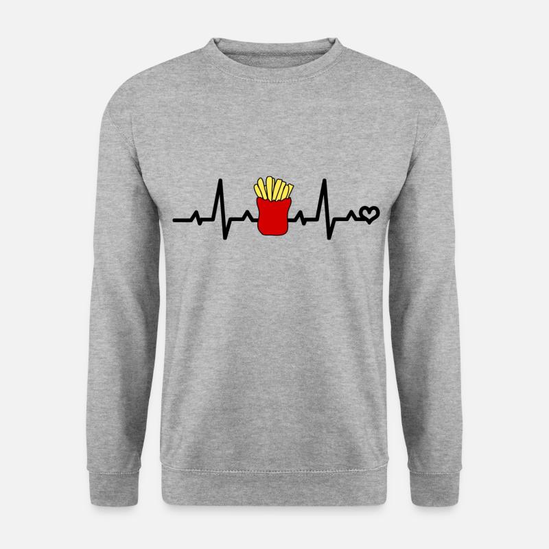 Pommes EKG - Unisex Pullover - Weißgrau meliert