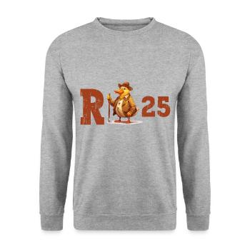 Pension 2025 Duck Pensioner Retired Funny - Unisex Sweatshirt - salt & pepper - Front - Alina (178cm) & Michal (187cm)