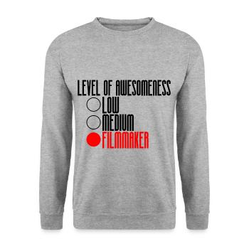 Niveau de génialité, Cinéaste 2 - Sweat-shirt Unisexe - gris chiné - Devant - Alina (178cm) & Michal (187cm)