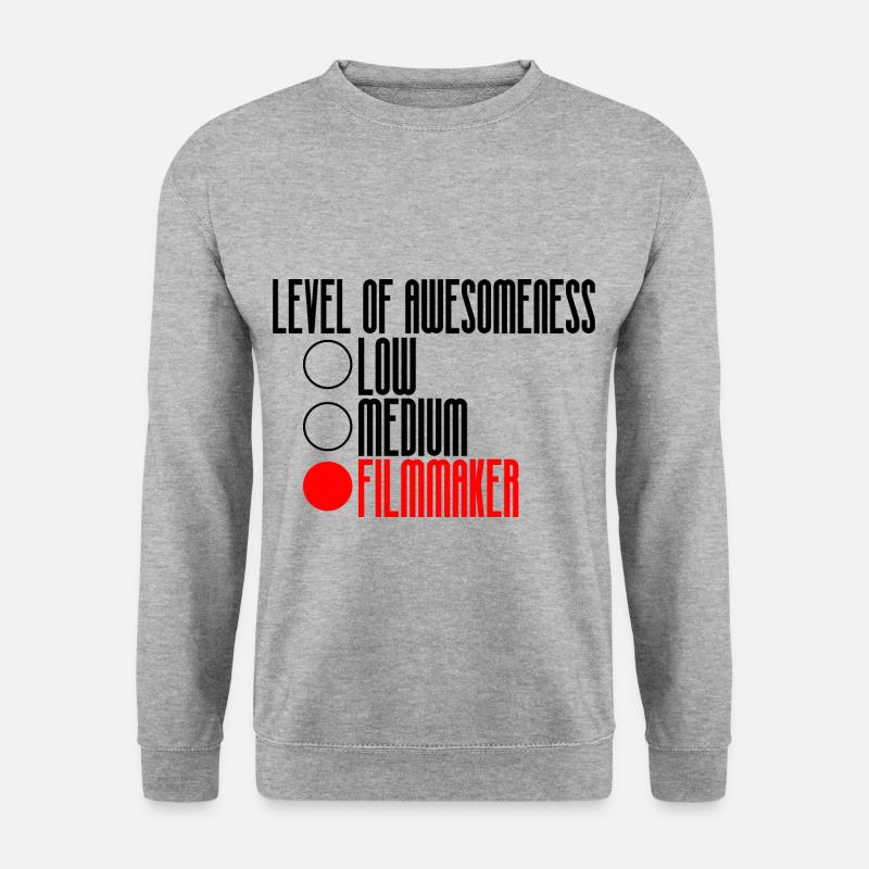 Level Of Awesomeness, Filmmaker 2 - Unisex Pullover - Weißgrau meliert