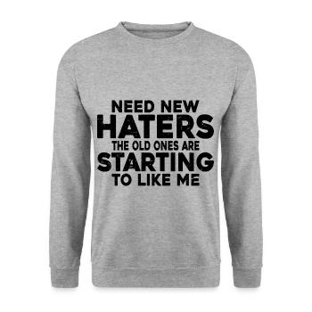 Besoin de nouveaux haineux, les anciens ont commencé à m’aimer 3 - Sweat-shirt Unisexe - gris chiné - Devant - Alina (178cm) & Michal (187cm)