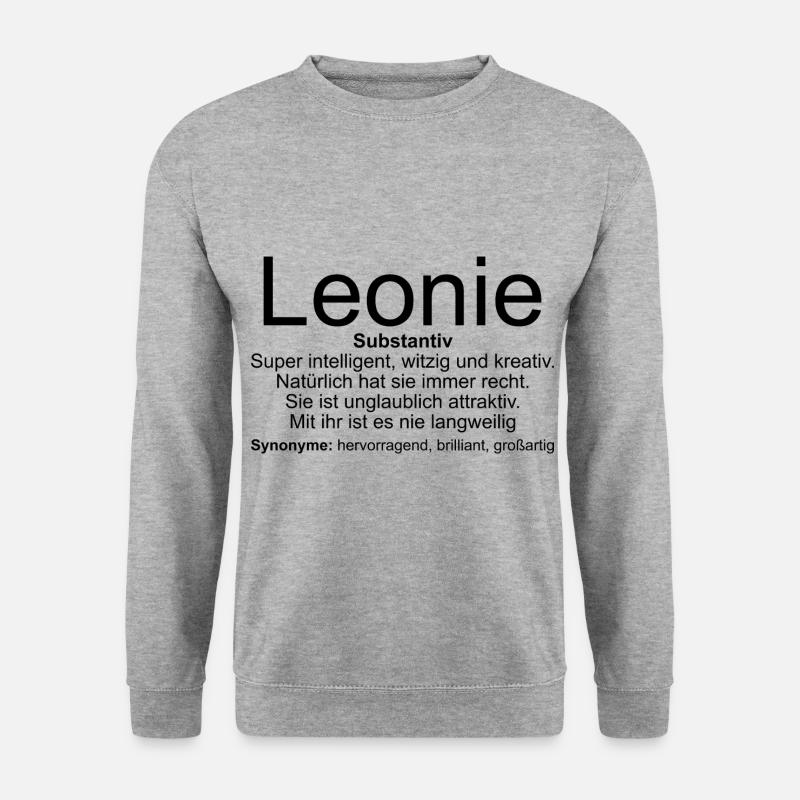 Name Definition Leonie - Unisex Pullover - Weißgrau meliert
