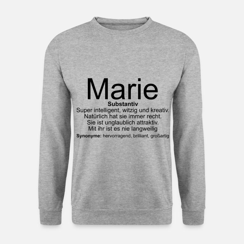 Name Definition Marie - Unisex Pullover - Weißgrau meliert
