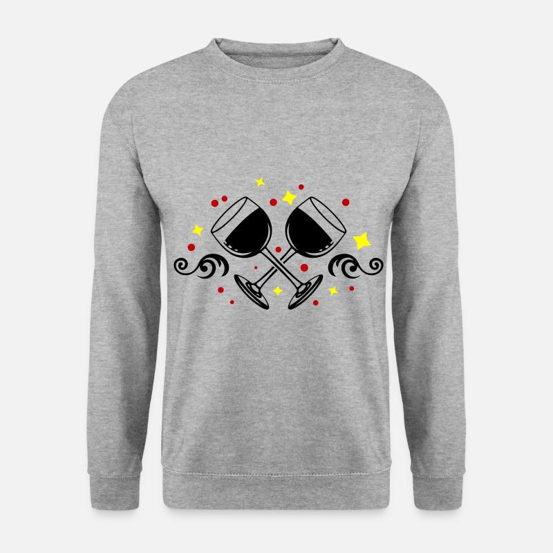 Weinglas Rotwein Symbol - Unisex Pullover - Weißgrau meliert