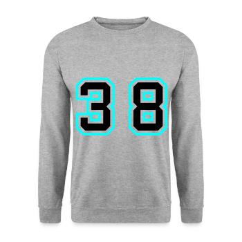 38 number symbol - Unisex Sweatshirt - salt & pepper - Front - Alina (178cm) & Michal (187cm)