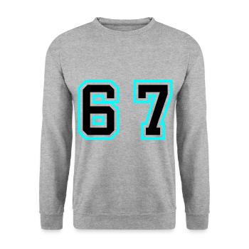 67 Number Symbol - Unisex Sweatshirt - salt & pepper - Front - Alina (178cm) & Michal (187cm)