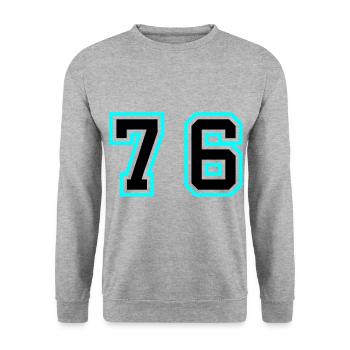 76 Number Symbol - Unisex Sweatshirt - salt & pepper - Front - Alina (178cm) & Michal (187cm)