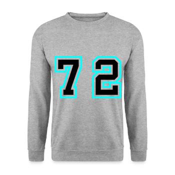 72 Zahl Symbol - Unisex Pullover - Weißgrau meliert - Vorne - Alina (178cm) & Michal (187cm)