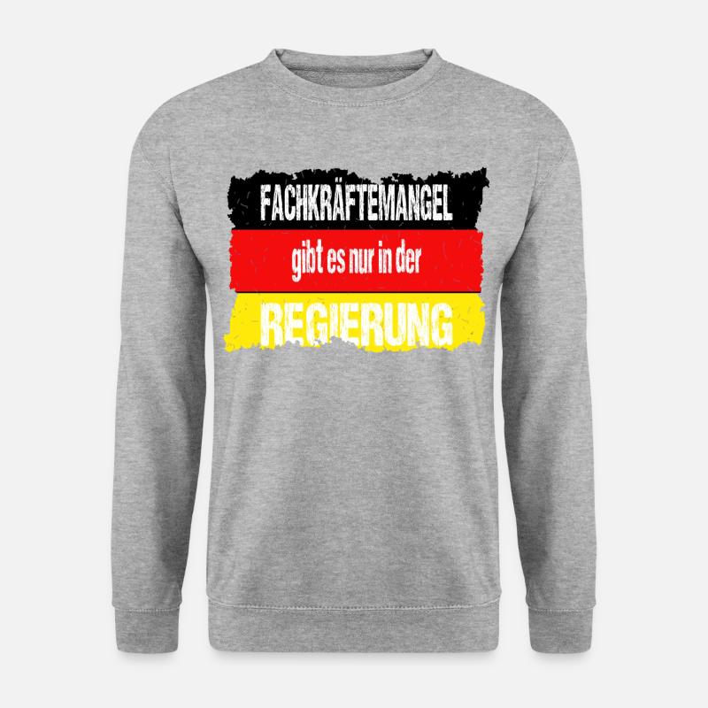 Fachkraeftemangel gibt es nur in der Regierung - Unisex Pullover - Weißgrau meliert