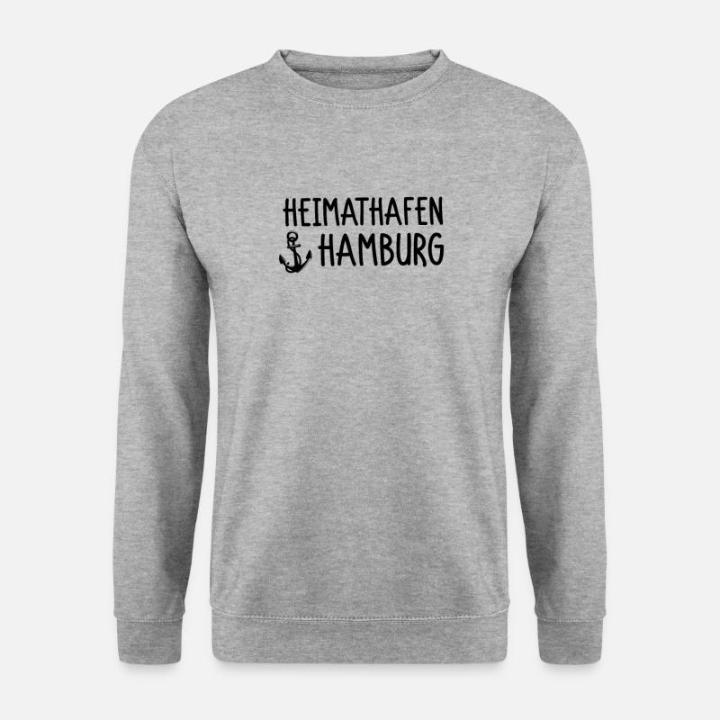 Heimathafen Hamburg - Unisex Pullover - Weißgrau meliert