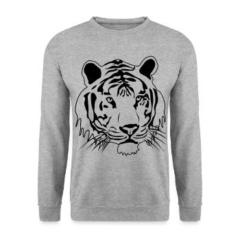 Tigre - Sweat-shirt Unisexe - gris chiné - Devant - Alina (178cm) & Michal (187cm)