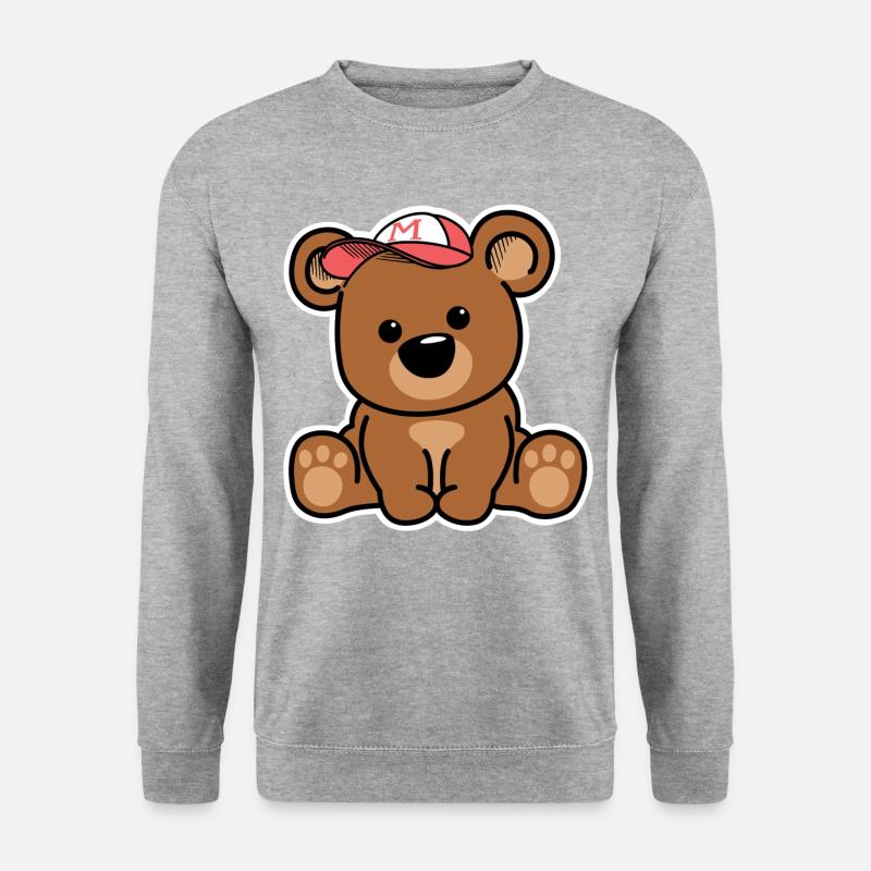 Teddybär mit Mütze - Unisex Pullover - Weißgrau meliert