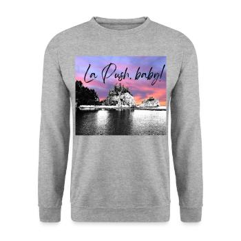 La Push, baby! Illustration - Unisex Pullover - Weißgrau meliert - Vorne - Alina (178cm) & Michal (187cm)
